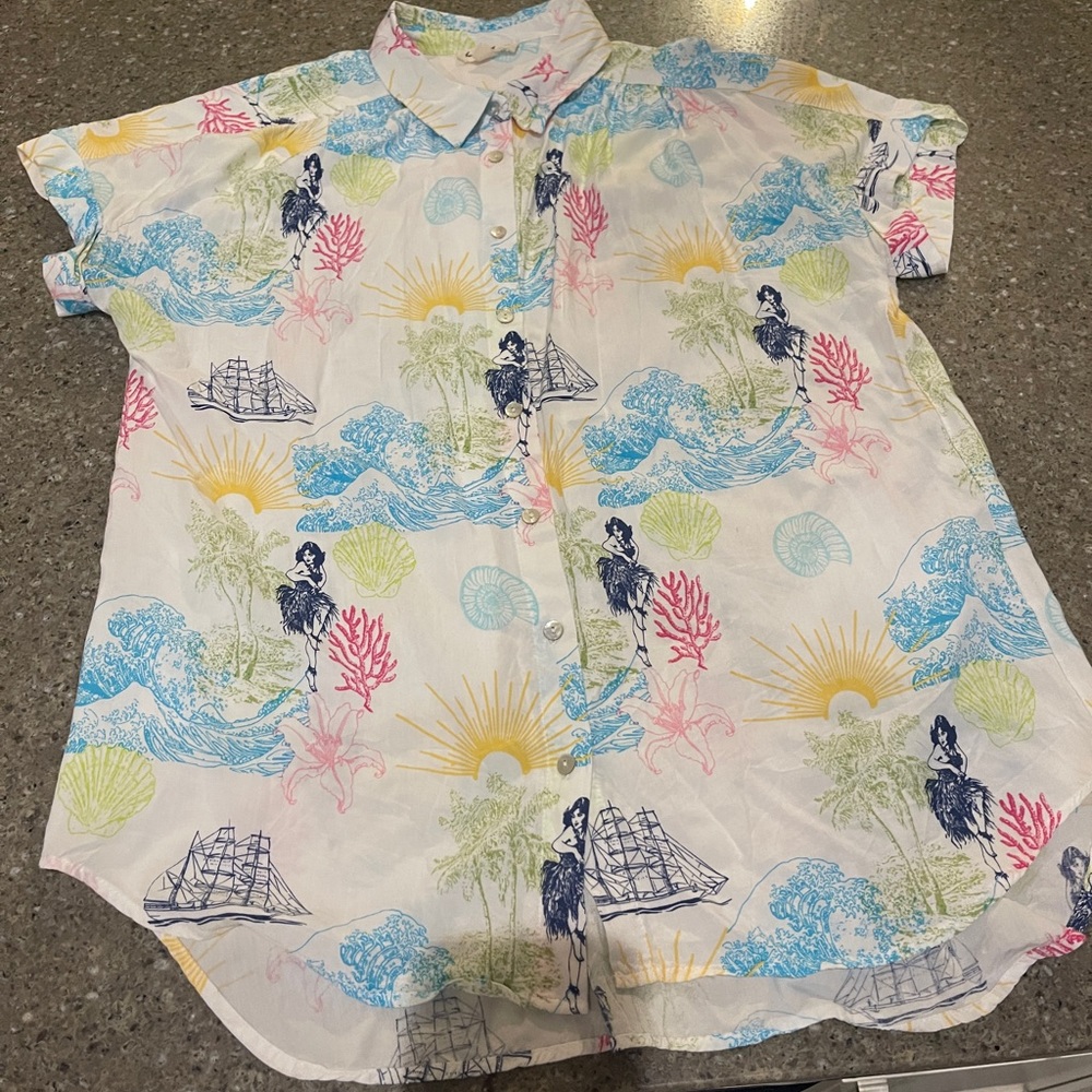Jane & Delancy button down blouse resort wear size L
